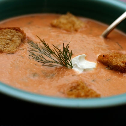 Cream of tomato soup with dill